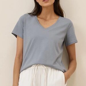 Pact Women's Dusty Blue V-Neck Short Sleeve Tee